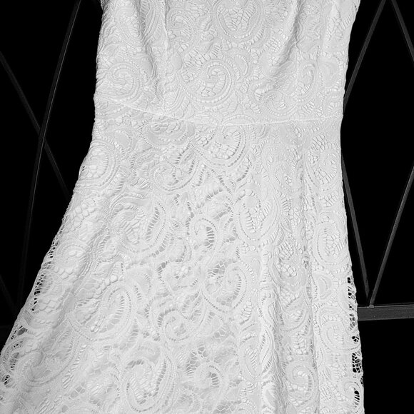Women's Classic White Lace Sleeveless A-line Midi Minimalist Dress| Sz.‎ L (EUC) - Picture 7 of 9